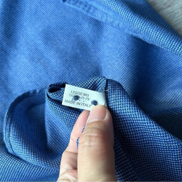 Linea In Blue Non Iron Slim Fit  Button Down Shirt Made in Italy - Picture 11 of 13